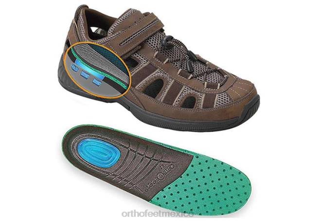 mx Orthofeet hombres correa de talón de agua clara sandalias marrón 8J26125 - Image 3