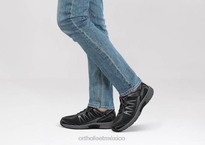 mx Orthofeet hombres sprint sin corbata zapatillas negro 8J26135 - Image 2