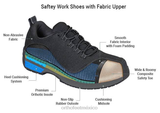 mx Orthofeet hombres zapatos de trabajo cobalto zapatillas negro 8J26162 - Image 3
