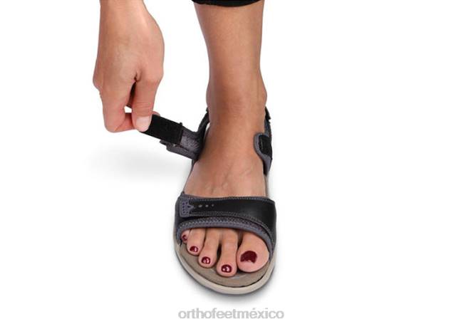 mx Orthofeet mujer correa bidireccional malibu sandalias negro 8J2616 - Image 3
