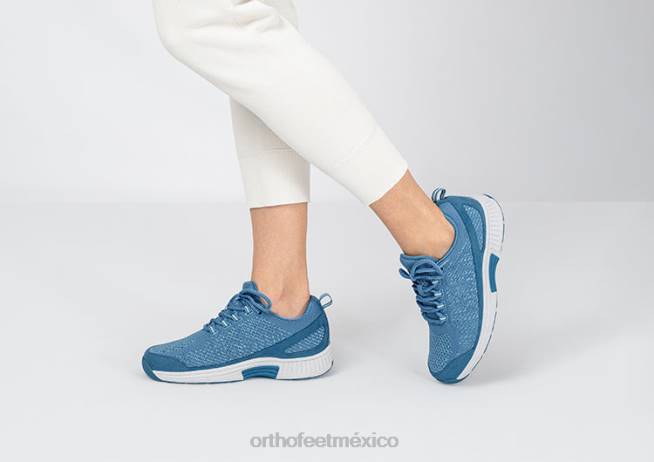 mx Orthofeet mujer punto coralino elástico zapatillas azul 8J2646 - Image 2