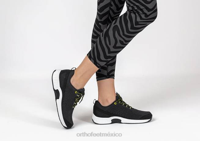 mx Orthofeet mujer punto coralino elástico zapatillas negro 8J2649 - Image 2