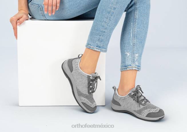 mx Orthofeet mujer punto elástico palma zapatos casuales gris 8J26102 - Image 2