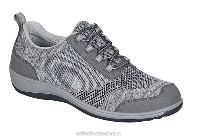 mx_orthofeet_mujer_punto_elastico_palma_zapatos_casuales_gris_8j26102.jpg mx Orthofeet mujer punto elástico palma zapatos casuales gris 8J26102 - Image 1